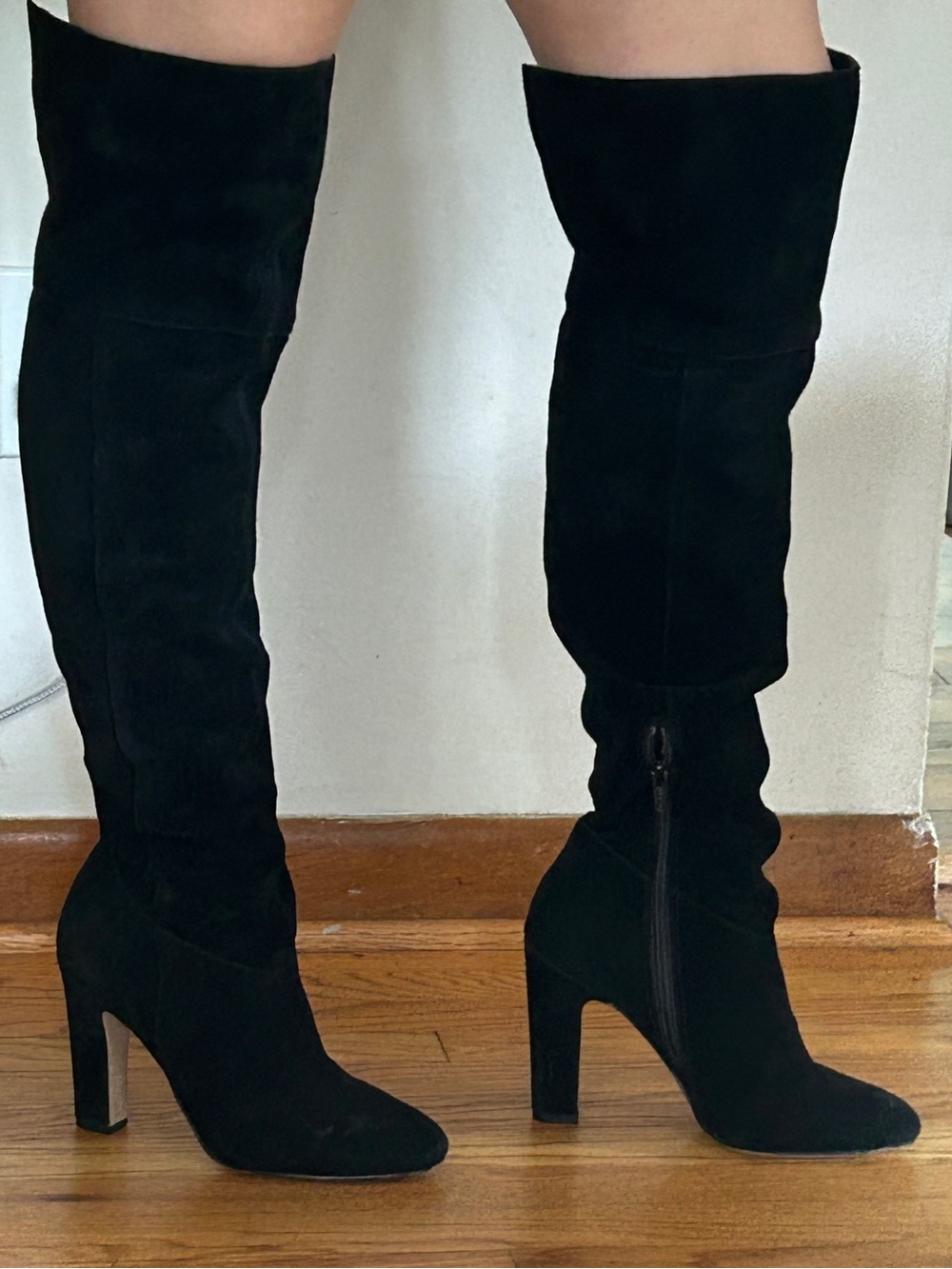 Black over the knee real suede Boots - Picture 2 of 5